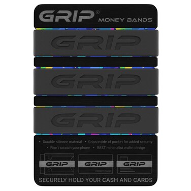Grip Money Bands Pack of 3  BLACK  Premium Silicone Band for Cash  Cards  Slim  Durable Design