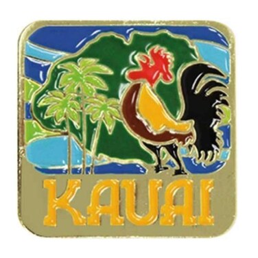 Islander Hawaiian Lapel or Hat Pin Kauai Rooster Blue Gold One Size