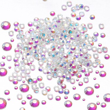 Dowarm 2650 Pieces Glass Flat Back Crystal Rhinestones 6 Sizes 15mm 2mm 28mm 4mm 48mm 65mm Glue Fix Flatback Crystals for Crafts Nail Face Art Clothes Jewelry Transparent Clear AB