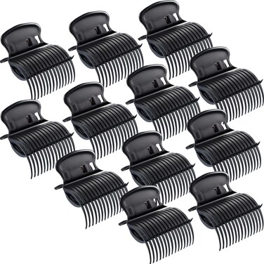 Syhood 12 Pieces Hot Roller Clips Hair Curler Claw Clips Replacement Roller Clips for Women Girls Hair Section Styling Black