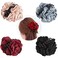 Lawie 4 Pack Large Black Burgundy Red Butterfly Octopus Ribbon Silk Chiffon Rose Flower Plastic Hair Claw Clips Fabric Floral Bows Jaw Barrettes Grips Clamps Twist Hair Accessories for Women Girls
