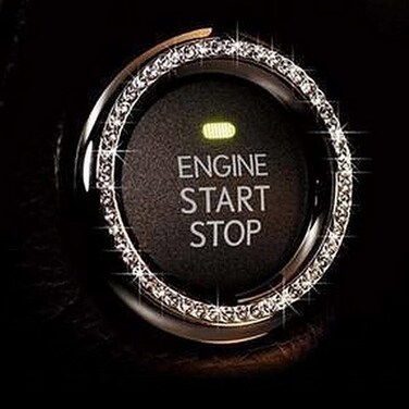 Bling Car Decor Crystal Rhinestone Car Bling Ring Emblem Sticker Bling Car Accessories for Women Push to Start Button Key Ignition Starter  Knob Ring Interior Glam Car Decor Accessory Silver