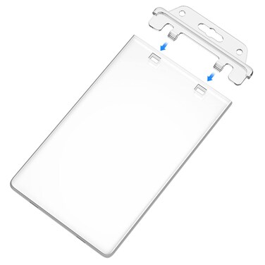 Clear ID Badge Holder Hard Plastic for Lanyard by Fallen One Permanent Locking Vertical 2 Pack