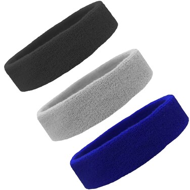 Sweat BandsHeadbands for Women Men Elastic Headband Sports Sweatbands Athletic Stretchy Head Band Workout Running Basketball Moisture Wicking Terry Cloth Set Sweat Hair
