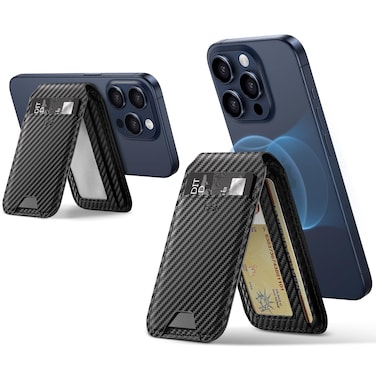 ESR for Magsafe Wallet Compatible with MagSafe Wallet for iPhone Wallet with Adjustable Stand for iPhone 1615141312 Series Not for iPhone 1312 mini 3 Card Holder Black Carbon Fiber