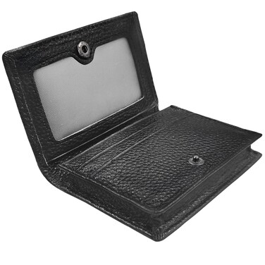 Genuine Leather Business Card Holder Name Card Case Credit Card Wallet with ID Window RFID Blocking