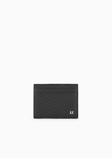 A  X Mens Debossed Card Case NeroBlack One Size Small