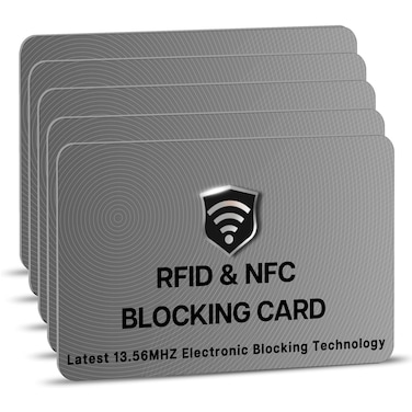 5 Pack RFID Blocking Cards One Card Protects Entire Wallet Purse For Men  Women NFC Contactless Bank Debit Credit Card Protector ID ATM Guard Card  Grey