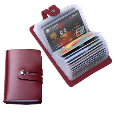 ZJK Womens Credit Card Holder Red 26 Slots