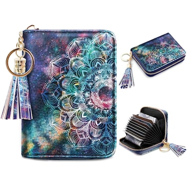 Womens Small Credit Card Wallet RFID Glitter Cute Credit Card Holder Wallets for Women C Lace Nebula S