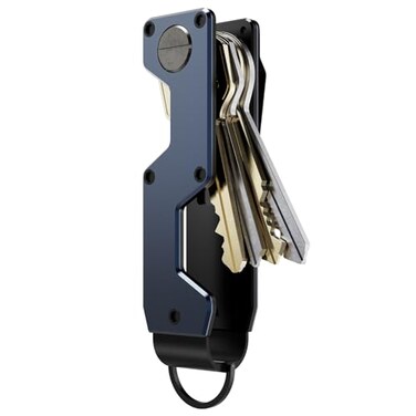 MINBERAND Key Organizer Compact Key Holder Metal Key Chain Minimalist key case key holder for keychain Secures 15 Keys Navy Blue One size