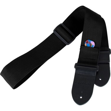 Protec POLYST Guitar Strap with Leather Ends and Pick Pocket Black