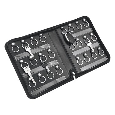 Portable Zippered Key CaseLeather Key Organizer with 24 Hooks Key StoragePortable Manager and Landlord Key HolderZipper Keys Organizers for Estate AgentHotel ExecutivesCar Service Key Box