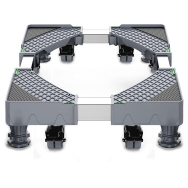 HQO LOVL Upgrade Fridge Stand Mobile Base with 8 Locking Wheels and 4 Strong Feet 275354 Adjustable Furniture Dolly for Washer Dryer Washing Machine Stand Pedestal Refrigerator StandGray