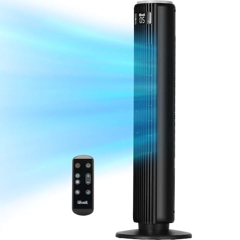LEVOIT Tower Fan for Bedroom 25fts Velocity 28dB Cooling Fan Bladeless and 90 Oscillating Fan with 5 Speeds 4 Modes 12H Timer Standing Fan for Home Black Classic 36