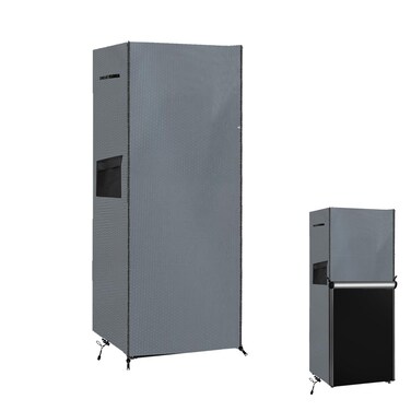 XCZ Outdoor refrigerator cover vertical refrigerator coverBeverage refrigerator cover sun protection waterproof suitable for most 75 cubic compact refrigerators on the market gray cover only