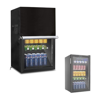Sobana Beverage Refrigerator and Cooler Cover for most 32 Cuft Beer or Wine Mini Fridge Waterproof Dust Proof AntiUV Sides Zipper Can Be Opened 20 W x 20 D x 33 H Black
