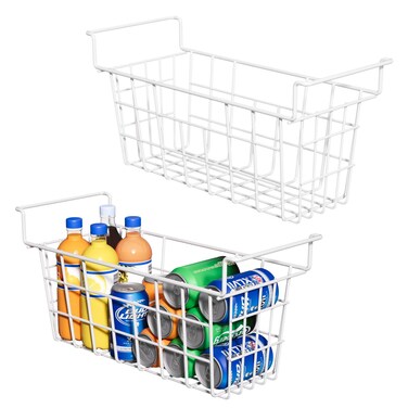 SUZLON 175 Inch Freezer Organizer Bins for Chest Freezer 2Pack Metal Wire Chest Freezer Organizer Deep Freezer Organizer Bins with Hanging Handles Freezer Baskets for Chest Freezer