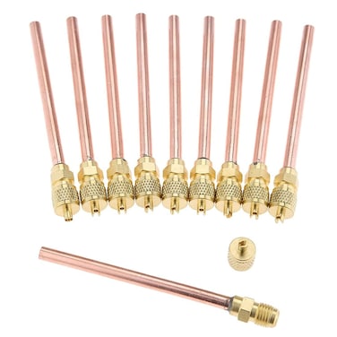 ANTFEES 10PCS HVAC Service Access ValveSchrader System Vacuum 472 Copper Filling Access Valves Core Cap Remover 14 SAE x 14 OD x 4 stem AC Refrigeration Kit