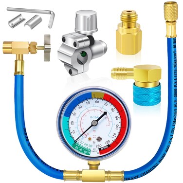 FANOVO Refrigerator Freon Recharge Hose KitR134a R12 R22 AC Refrigerant Charging Hose Set with BPV31 Bullet Piercing Tap ValveR134a SelfSealing Adapter for Home AC Refrigerant System Style 1