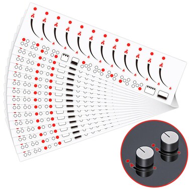 Lesnala 30Pcs Flame Indicators Ring Stove Sticker for Identify The Burner cooktop hob Cooker top Markings Oven Replacement Adhesive knob Symbols Black and Red