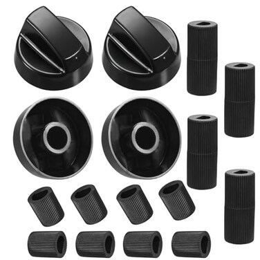 Cykemo  4 Pack Universal Control Knobs with 12 Adapters  Wide Application for Oven Stove Range Universal Stove Knobs BLACK