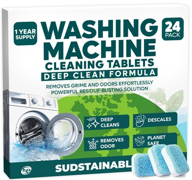 Washing Machine Cleaning Tablets 24 Pack  Washer Machine Cleaner Tablets for Top Loader Top Load Washing Machine Cleaner Front Loader HE Washer Cleaner Tablets Septic Safe Deep Clean