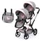 Bayer Design 26733AA Twin dolls pram carriage adjustable handle foldable bag grey pink