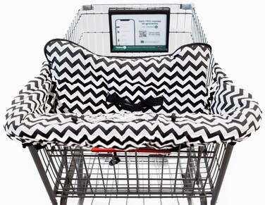 TOTES BABIES Shopping Cart Cover  Highchair Cover 100 Cotton with Phone Pouch Black  White Chevron