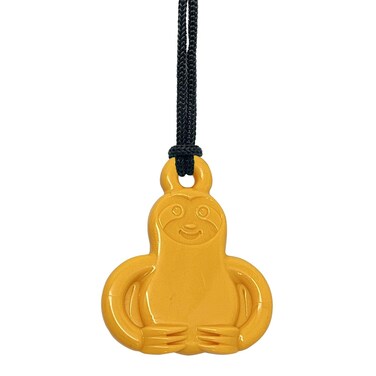 TalkTools Sensory Chew Necklace  Sloth Mango  Tough  Teething and Biting Chewelry Helps Reduce Anxiety for Kids and Adults with ADHD and Autism Chewing Pendant for Boys and Girls