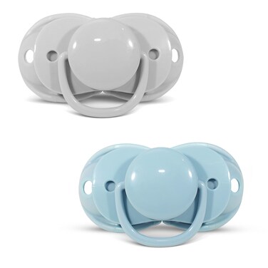 RaZbaby Keepitkleen Baby Pacifier 2PK  036m  Closes When Dropped Stays Clean  Silicone Orthodontic GreyBlue