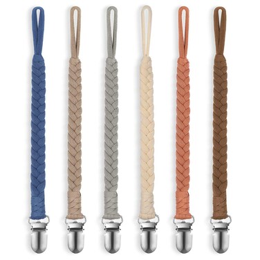 Pokipaw Pacifier Clip for Boys and Girls 6 Pack Baby Pacifier Holder Leash 100 Handmade Braided Fits All Pacifiers  Teething Toys Modern Unisex Baby Gift