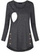 Quinee Womens Button Side Maternity Tunic Nursing Tops for Breastfeeding