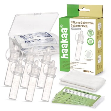 Haakaa Silicone Colostrum Collector Set with Clear PP Storage Case 4 ml 6 PK PreSterilized