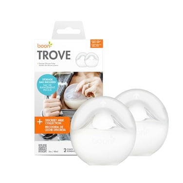 Boon TROVE Silicone Manual Breast Pump with Travel Pouch  Hands Free Breast Pump  Passive Breast Milk Collector Shell for Newborns  Breastfeeding Essentials  2 Count Clear B11531