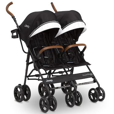 Delta Children Jeep PowerGlyde Plus Side x Side Double Stroller by Black