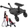 OmegaGym 2024 NewUniversal Stroller Board with Detachable Seat 2in1 Sit and Stand Stroller Glider Board for Most Strollers Holds Children Up to 55 LBs Stroller Standing Board Black