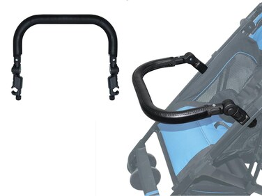 MINILUJIA Universal Baby Stroller Bumper Bar Adjustable Angle Armrest Handle Crossbar Stroller Accessory with Black PU Leather Cover