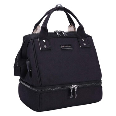 GOGOSO Mini Breast Pump Bag  Black Breast Pump Backpack with USB Charger Port and Cooler Pocket