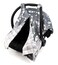 Dear Baby Gear Deluxe Reversible Car Seat Canopy Custom Minky Print Fish on GreyGrey Tan Plaid