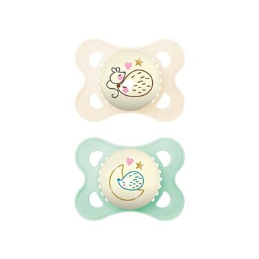 MAM Night Pacifiers 2 Pacifiers  Sterilizing Box MAM Pacifiers 06 Months Best Pacifier for Breastfed Babies Unisex Glow in the Dark Pacifier