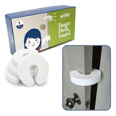Wittle Door Pinch Guard  4pk Baby Proofing Doors Made Easy with Soft Yet Durable Foam Door Stopper Prevents Finger Pinch Injuries Slamming Doors and Child or Pet from Getting Locked in Room