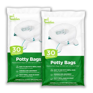 60 Refill Potty Bags Absorbent Disposable Potty Liners for OXO Tot 2in1 Go Potty  Strong LeakProof Bags work with most Travel Potties Potty Chairs Potty Seats  Child Portable Toilets