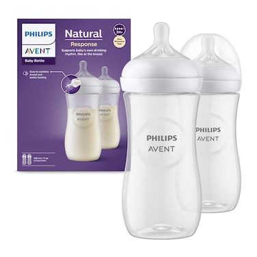 AVENT Philips Natural Baby Bottle with Natural Response 11oz 2pk SCY90602