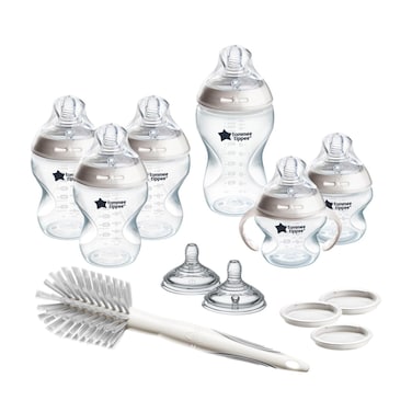 Tommee Tippee Natural Start Grow with Baby Bottle Set 5oz 9oz and 11oz Slow Medium and Thicker Flow Removable Bottle Handles SelfSterilizing
