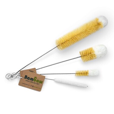 Bambaw Bottle Brush Set  4 Bottle Brushes  Cleaning Brushes  Bottle Brushes  Bottle Swabs  Straw Brush  Glass Brushes  Soft Cotton Tip  4 Sizes