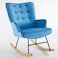 IULULU Glider Rocking Chair for Nursery Living Room Bedroom Upholstered RockerChair with Padded Seat and High Backrest Home Garden Velvet Blue