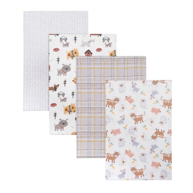 Trend Lab 4 Pack Flannel Receiving Blankets 103759 Farm Friends