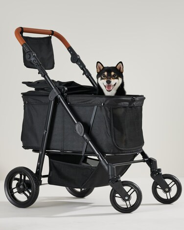 Zoosky Medium Pet Stroller for Dogs Up to 66lbs Adjustable Handle 180  Canopy 4 Wheels for MediumLarge Dogs and Cats Waterproof Pad