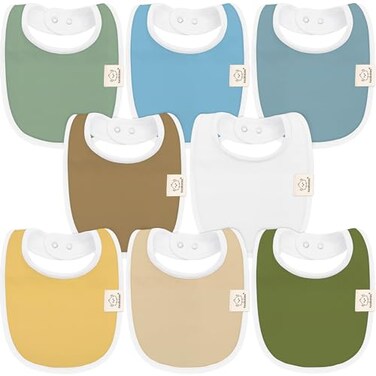 KeaBabies 8Pack Organic Baby Bibs for Girls  Boys  Teething Baby Bibs for Boy Girl  Newborn Bibs for Baby Girl Boy Daybreak